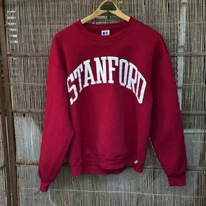 Vintage 90s Stanford University Russell Athletic Red Crewneck V Sweatshirt L - Picture 1 of 13