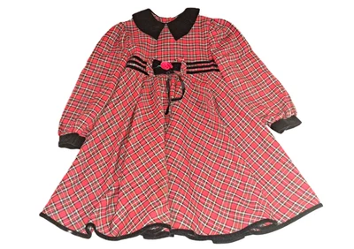 Niñas De Colección BONNIE JEAN Rojo Negro Tartán Cuadros Vestido de Navidad 6 Negro Terciopelo Foto 1 de 4