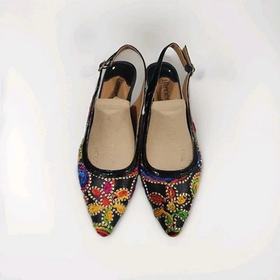 J. Rene Klaudia Chenille Mesh Slingback Pumps Size 10.5 E.UC Black/Blue - Image 1 of 4