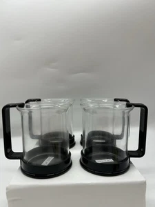 4 Bodum Coffee Tea Glass Mug Vintage Cups Captain Piccard Star Trek Black Handle - Picture 1 of 5