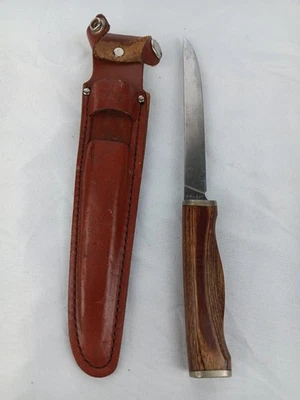 Cuchillo afilado vintage DF-60 Japón funda de cuero hoja fija pesca envío rápido Foto 1 de 4