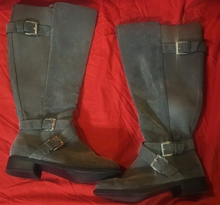 NUEVO TÓRRID MUJER GAMUZA BOTAS HASTA LA RODILLA, CIERRE CREMALLERA, TALLA 8.5 WW Foto 1 de 1