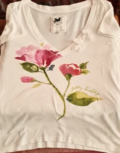 Weißes Shirt (Gilly Hicks) mit Applikationen, gebr. Gr.S - Bild 1 von 2