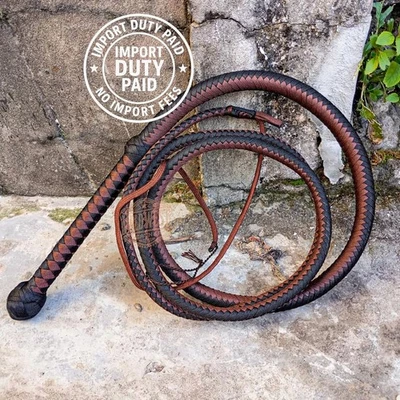 Indiana Jones Bull Whip 3-18 Ft 16 Plaits Brown Black Nylon Para-cord Bullwhip - Image 1 of 4
