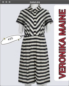 Veronika Maine | Strip Dress With Pockets | Sz 16 - Picture 1 of 4