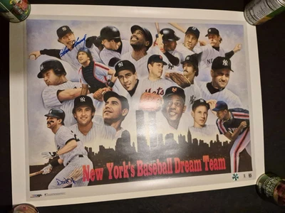 ekim           NY Yankees DREAM TEAM POSTER signed DON MATTINGLY & GOOSE GOSSAGE - Image 1 of 4