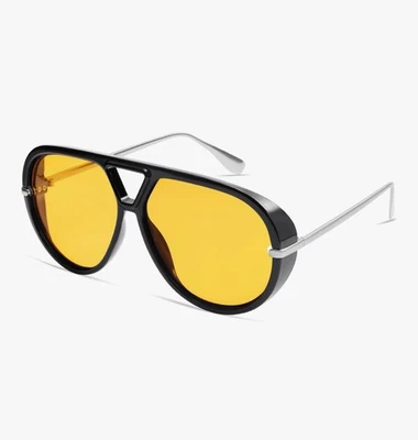 Gafas de sol de diseño de marca de lujo plateadas Italia estilo naranja moda pasarela Foto 1 de 4