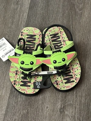 Sandálias de praia Star Wars Mandalorian Yoda chinelos meninos jovens tamanho 9/10 novas - Imagem 1 de 4
