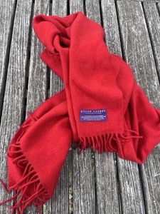Ralph Lauren Collection Purple Label 100% Cashmere Scarf Red Long - Picture 1 of 2