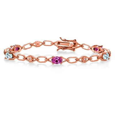 3,04 quilates zafiro rosa creado topacio azul cielo chapado en oro rosa de 18 quilates laboratorio plateado Foto 1 de 4