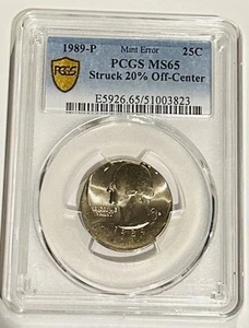 1989 P Quarter Mint Error 20% Off Center MS65 PCGS - Picture 1 of 5