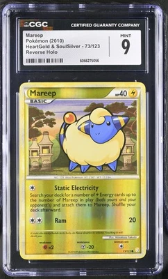 CGC 9 MINT Mareep 2010 HeartGold & SoulSilver 73/123 Reverse Holo Pokemon Card - Image 1 of 2