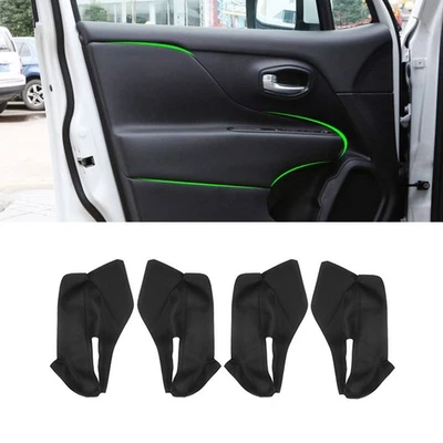 Cubierta de panel de reposabrazos de puerta interior de cuero negro para Jeep Renegade 2015 2016 2017 Foto 1 de 4
