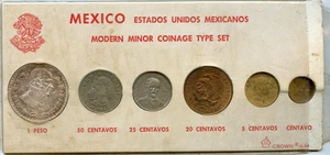 6 Stk. MEXIKO KLEINER MÜNZENSATZ MIT SILBERMÜNZE 1 PESO !!! - Bild 1 von 1