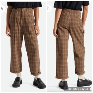 Pantalón Brixton Victory, marrón lavado a cuadros tiro alto para mujer talla 27” nuevo con etiquetas - Imagen 1 de 18