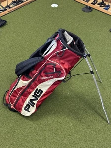 Bolsa de golf Ping 4 con soporte doble correa roja/blanca - Imagen 1 de 10
