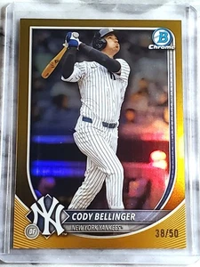 Cody Bellinger 2025 Bowman cromo oro refractor paralelo 38/50 #78 Yankees de Nueva York - Imagen 1 de 2