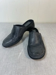 Clarks Bendables Grey Leather Slip On Comfort Mule Clogs shoes 6.5 slides - Picture 1 of 5