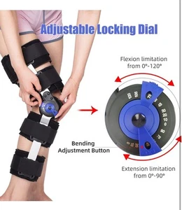 Hinged ROM Knee Leg Brace Adjustable Post Op Support Immobiliser Joint Pain - Picture 1 of 24