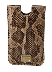 DOLCE & GABBANA Phone Case Cover Brown Leather Snakeskin Sock Universal RRP $250 - Picture 1 of 7