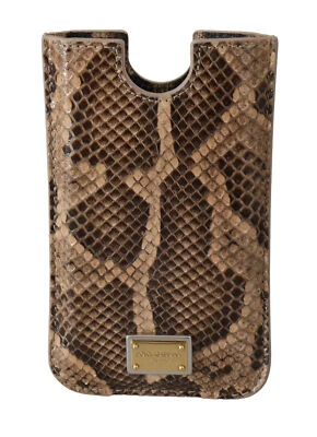 DOLCE & GABBANA Phone Case Cover Brown Leather Snakeskin Sock Universal RRP $250 - Image 1 of 4