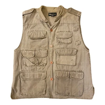Gander Mountain Vest Mens Large Gray Canvas Hunting Fishing Utility Outdoors - Image 1 of 4