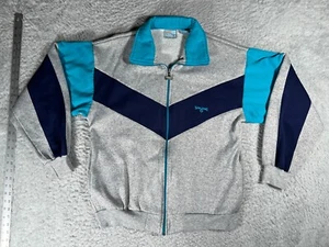 Spalding Sport Jacket Men L Gray Blue Color Block Full Zip Vintage Classic Coach - Picture 1 of 12