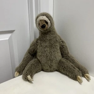 Hansa Brown Sloth Plush Shaggy Hairy Head Turns 17" Stuffed Animal Realistic - Picture 1 of 5