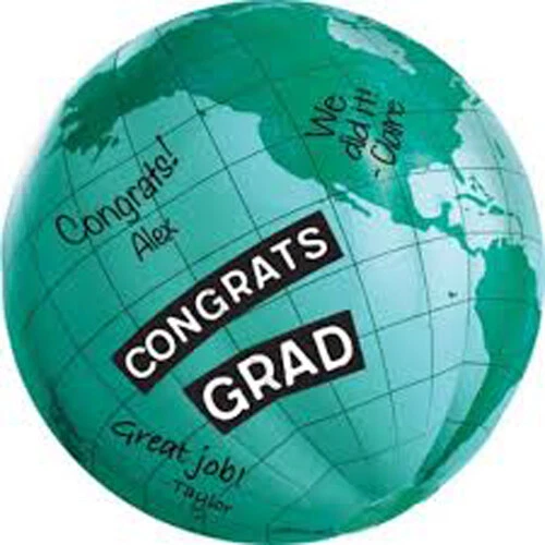 GRADUATION INFLATABLE AUTOGRAPH GLOBE VINYL BALL (1)~ Graduation Party Supplies - Image 1 of 1