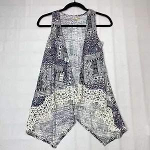 Self Esteem Womens Vest sz S Blue Aztec Open Lightweight Lace Lined Hi Low Hem - Picture 1 of 24