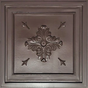 GRID SYSTEM, Pop In, 24" x 24", FAUX TIN, PVC, Ceiling Tiles, BAROQUE Brown - Picture 1 of 3
