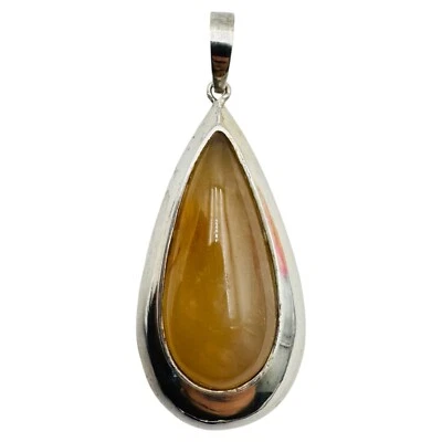 Chalcedony Gemstone Pendant 800 Sterling Silver Boho Pendant Charm Wedding 2” - Image 1 of 4