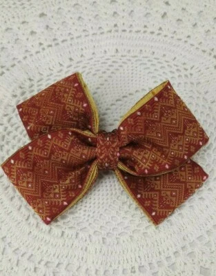 Pinza de pelo de cocodrilo de metal con punta de moño de seda tailandesa dorada dorada accesorios  Foto 1 de 4