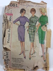 Vestido de una pieza para mujer Simplicity 4051 vintage con patrón de costura talla 12 de la década de 1950 - Imagen 1 de 6