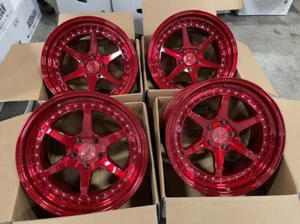 18x9.5 +22 F | 18x10.5 +22 R | Aodhan DS09 5x114.3 Candy Red Rims (Used Set) - Picture 1 of 6