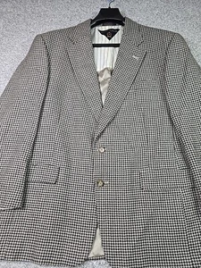 Vintage Tommy Hilfiger Jacket Mens 44R Tan Black Houndstooth Suit Coat Business - Picture 1 of 18