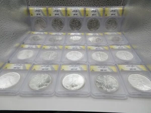 1991 , Silver American Eagle , ANACS  Certified , 19 Certified Coins - Picture 1 of 9