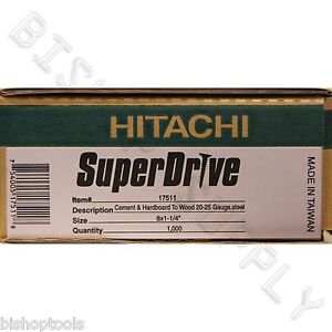 Hitachi 17511 1000ct SuperDrive Cement & Hardboard 8x1-1/4" Collated Screws