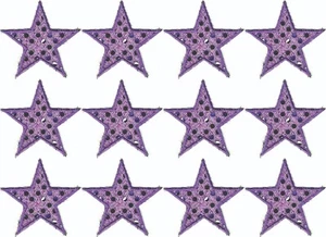 Purple Lavender Star Patch Embroidered polka dots Iron on 2nd Quality Lot of 12 - Picture 1 of 2