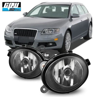 2005-2008 For Audi A6 / A6 Quattro Fog Lights Clear Glass Lens Front Lamps Pair - Image 1 of 4