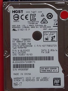 HGST HTS721075A9E630 | MLC: DA7246 | P/N: 0J22422 | MAR 2017 | 750 GB #01 - Imagen 1 de 1