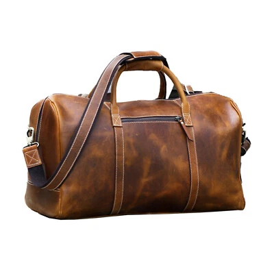 Handmade Leather Duffel Bag Travel Gym Sports Overnight Weekend cabin holdall - Image 1 of 4