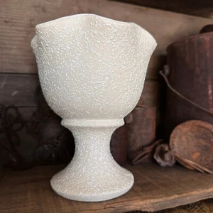 Maceta pedestal salpicaduras blancas vintage CC original China Craft EE. UU. borde con volantes - Imagen 1 de 10