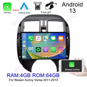 64GB For Nissan Sunny Versa 2011-13 Android 13 Car Stereo Radio CarPlay GPS Navi - Picture 1 of 20