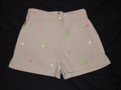 Nuevo con etiquetas Pantalones Cortos Gymboree LEAPIN' LILY PAD Caqui Borde Ranas y Flores Talla 6 años Foto 1 de 2