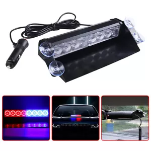 Auto KFZ 8 LED Rot Blau LKW Frontblitzer Armaturenbrett Warnung Blitzlicht - Bild 1 von 10