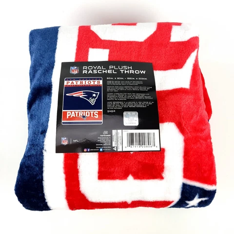 Northwest NFL New England Patriots Raschel Throw Blanket 60" x 80" New Cover