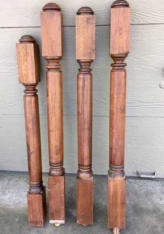 SOLID WOOD Vintage Newel Post 3.5" x 42"-46" Architectural Salvage Turned Square Cover