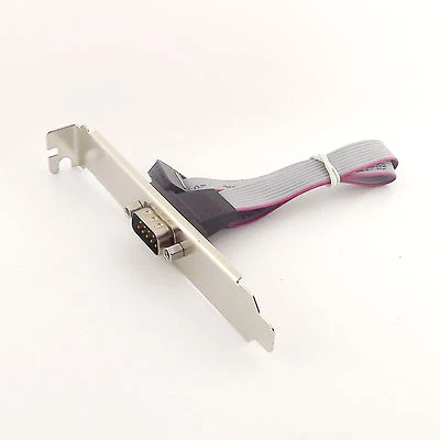 1x Motherboard DB9 RS232 Com Port Serial to IDC 10pin Connector Cable Bracket - Image 1 of 4