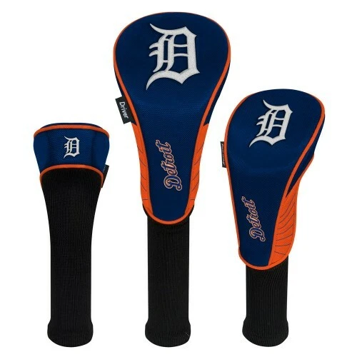 JUEGO DE FUNDA DE CABEZA DE GOLF DE NAILON DE ALTA CALIDAD DE LOS TIGRES DETROIT LOGOTIPO BORDADO MLB Foto 1 de 1